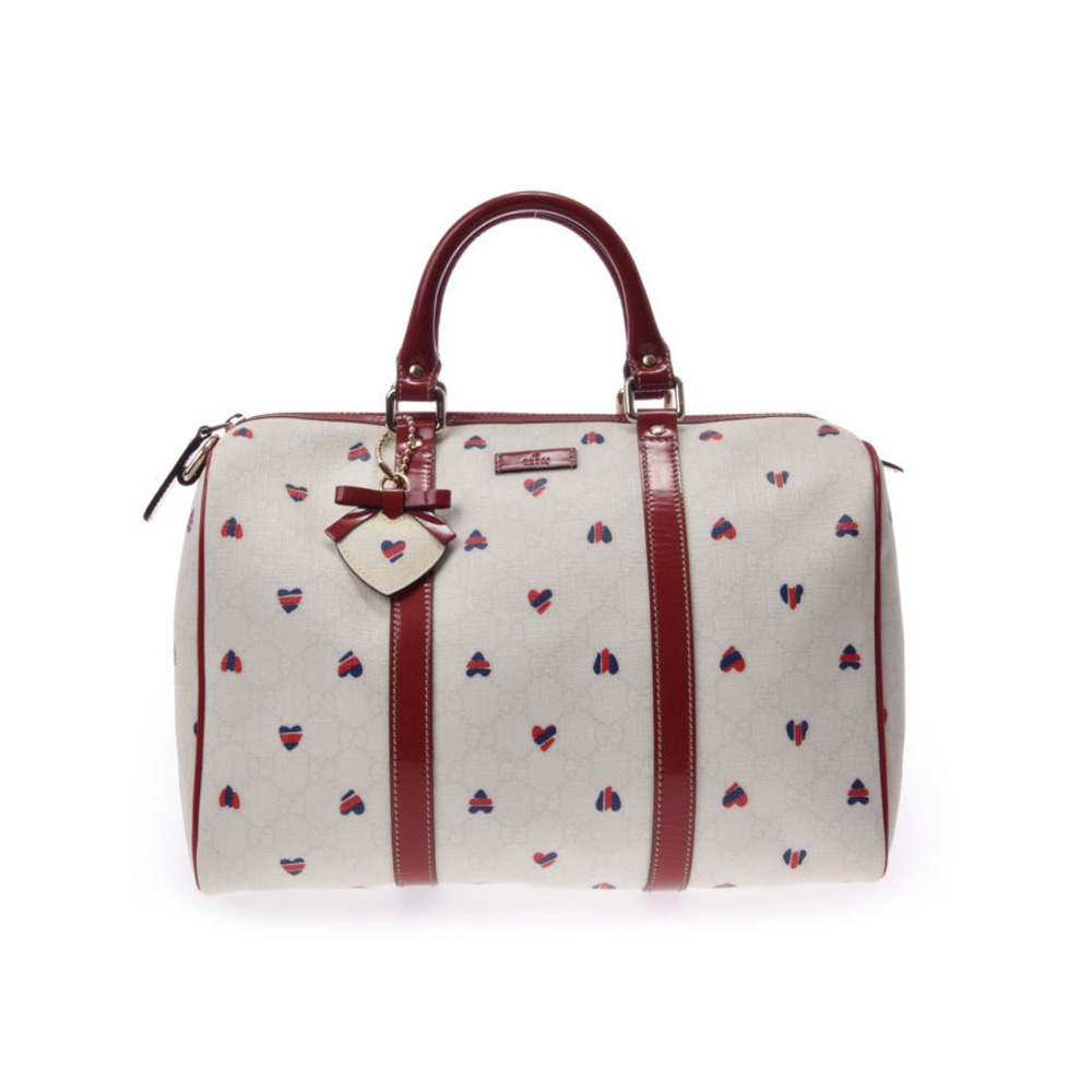 Gucci Boston bag white leather heart charm